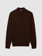 Reiss Bordeaux Blackhall Merino Wool Half-Zip Funnel Neck Jumper - Image 2 of 7