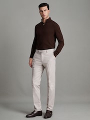 Reiss Bordeaux Blackhall Merino Wool Half-Zip Funnel Neck Jumper - Image 3 of 7
