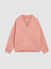 Reiss Pink Astrid Junior Shawl Collar Jumper - Image 2 of 6