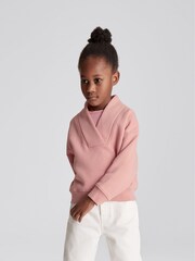 Reiss Pink Astrid Junior Shawl Collar Jumper - Image 3 of 6