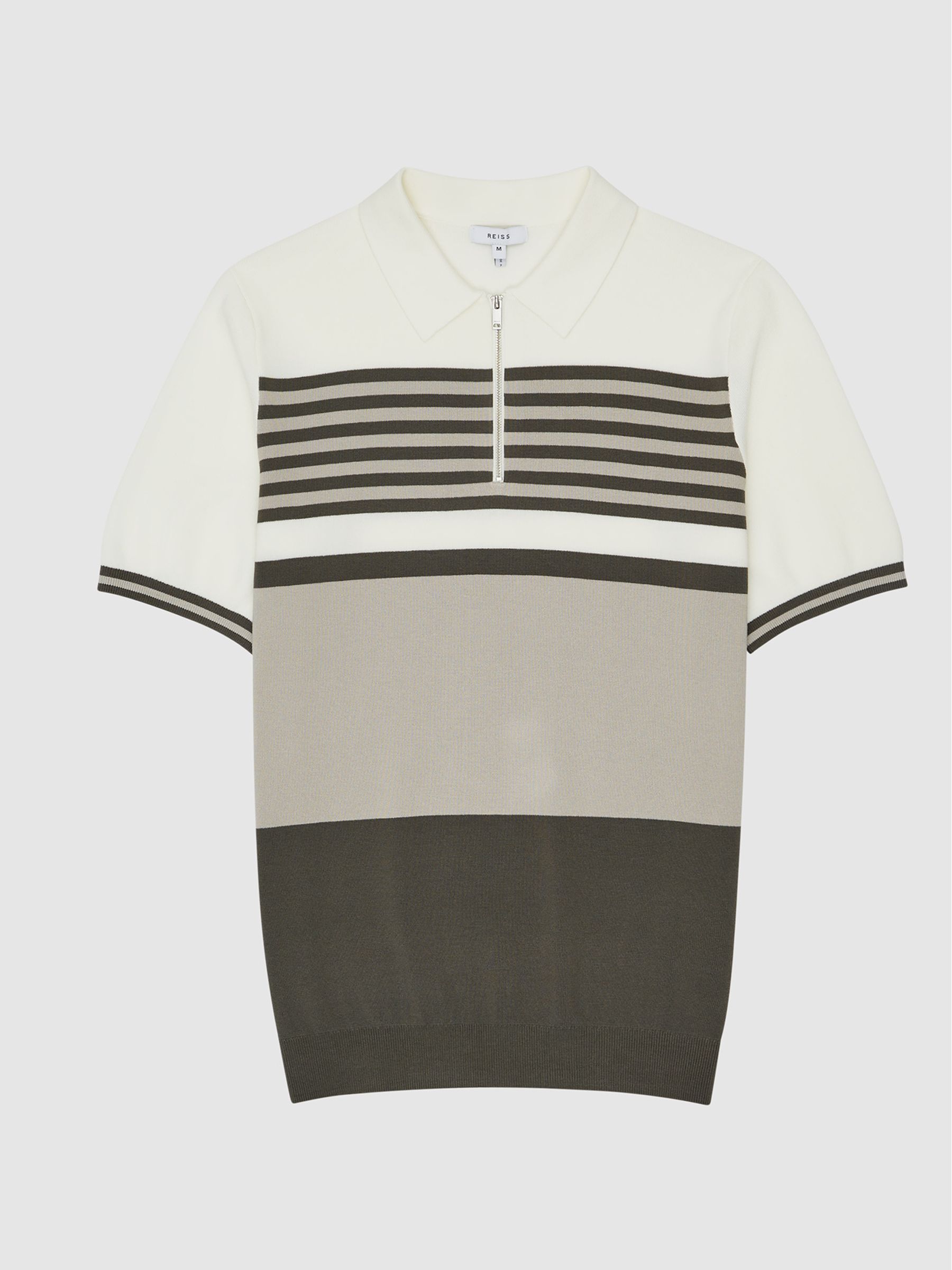 Buy Reiss Green/White Captain Half Zip Stripe Colour Block Buy Reiss Green/White Captain Half Zip Stripe Colour Block