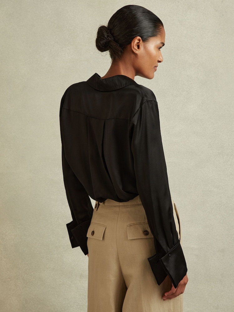 Negru - Cămașă Reiss Hailey din mătase - Image 5 of 6
