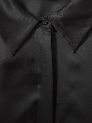 Reiss Black Hailey Silk Double-Cuff Button-Through Shirt - Image 6 of 6