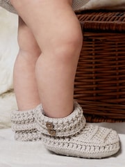 The Little Tailor Natural Fawn Knitted 100% Cotton Boots - Image 1 of 5