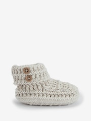 The Little Tailor Natural Fawn Knitted 100% Cotton Boots - Image 2 of 5
