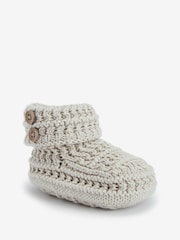 The Little Tailor Natural Fawn Knitted 100% Cotton Boots - Image 3 of 5