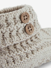 The Little Tailor Natural Fawn Knitted 100% Cotton Boots - Image 5 of 5