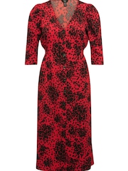 M&Co Red Petite Floral Midi Dress - Image 3 of 4