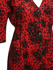 M&Co Red Petite Floral Midi Dress - Image 4 of 4