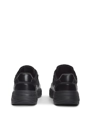 Tommy Hilfiger Black Monogram Mixed Texture Leather Trainers - Image 4 of 6