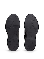 Tommy Hilfiger Black Monogram Mixed Texture Leather Trainers - Image 6 of 6