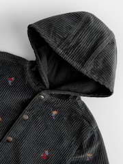JoJo Maman Bébé Charcoal Grey Skiers Embroidered Shacket - Image 5 of 6