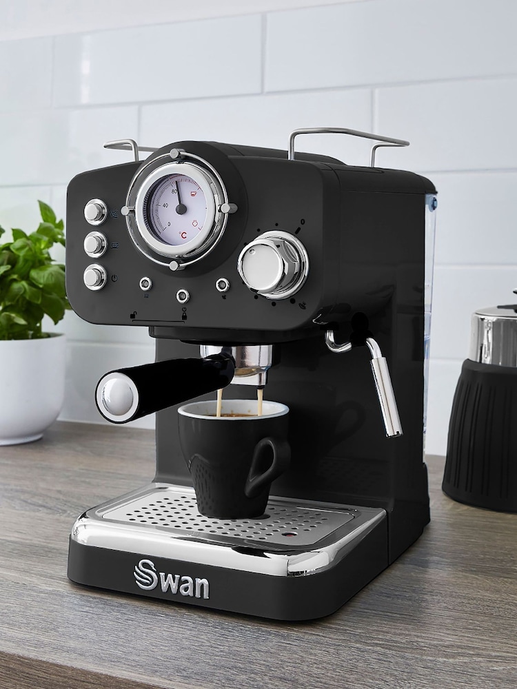 Swan Black Retro Espresso Maker - Image 5 of 5 Swan Black Retro Espresso Maker - Image 5 of 5
