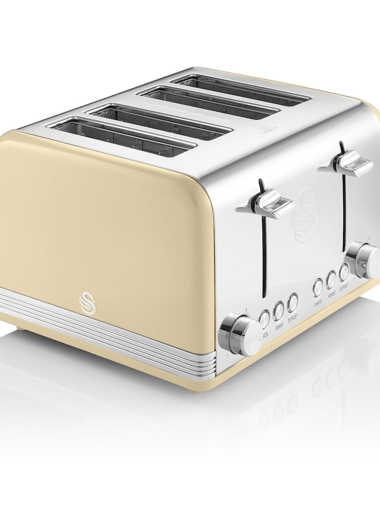 Swan Cream 4 Slice Retro Cream Toaster - Image 8 of 8 Swan Cream 4 Slice Retro Cream Toaster - Image 8 of 8