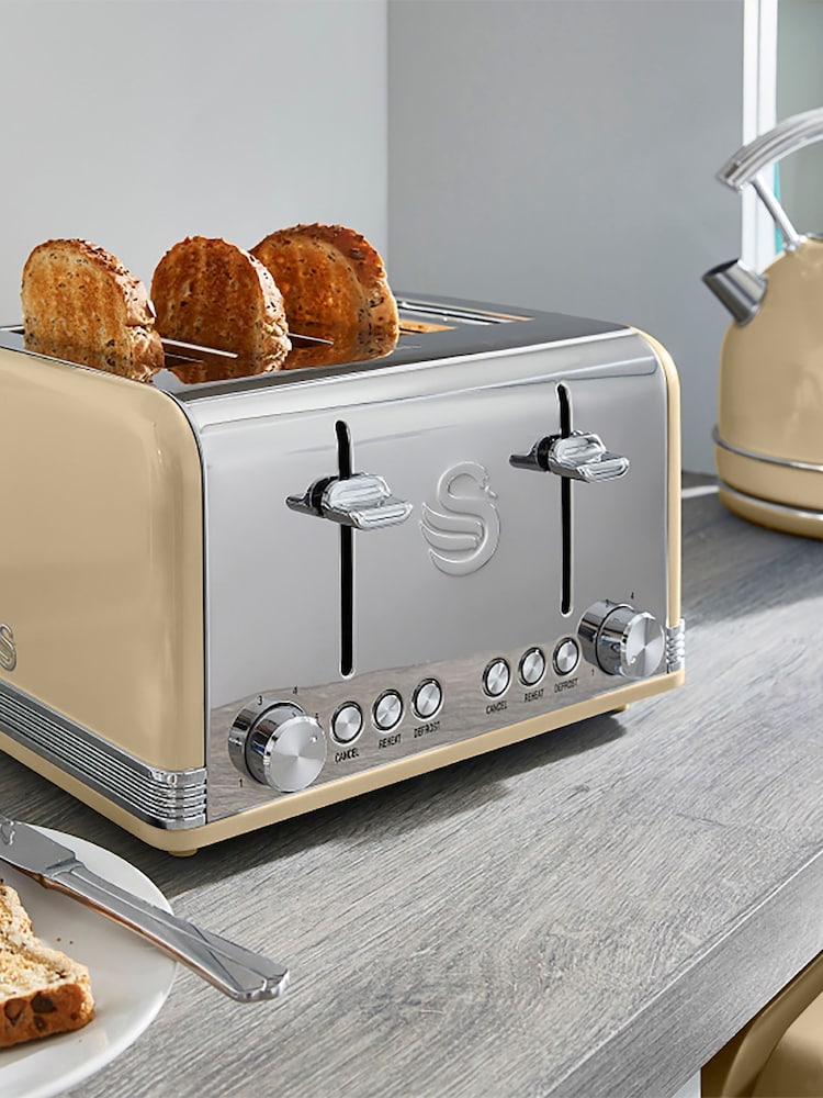 Swan Cream 4 Slice Retro Cream Toaster - Image 6 of 6