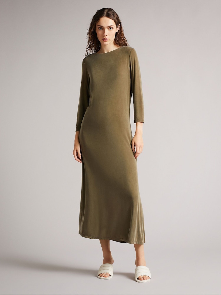 Ted Baker Green Neivaeh Twist Back Jersey Dress - Image 1 of 5