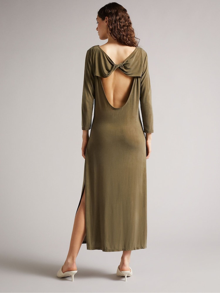 Ted Baker Green Neivaeh Twist Back Jersey Dress - Image 2 of 5