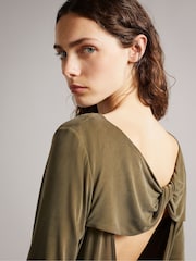 Ted Baker Green Neivaeh Twist Back Jersey Dress - Image 4 of 5