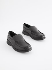 Black Wide Fit (G) School Leather Loafer Shoes - Image 1 of 9