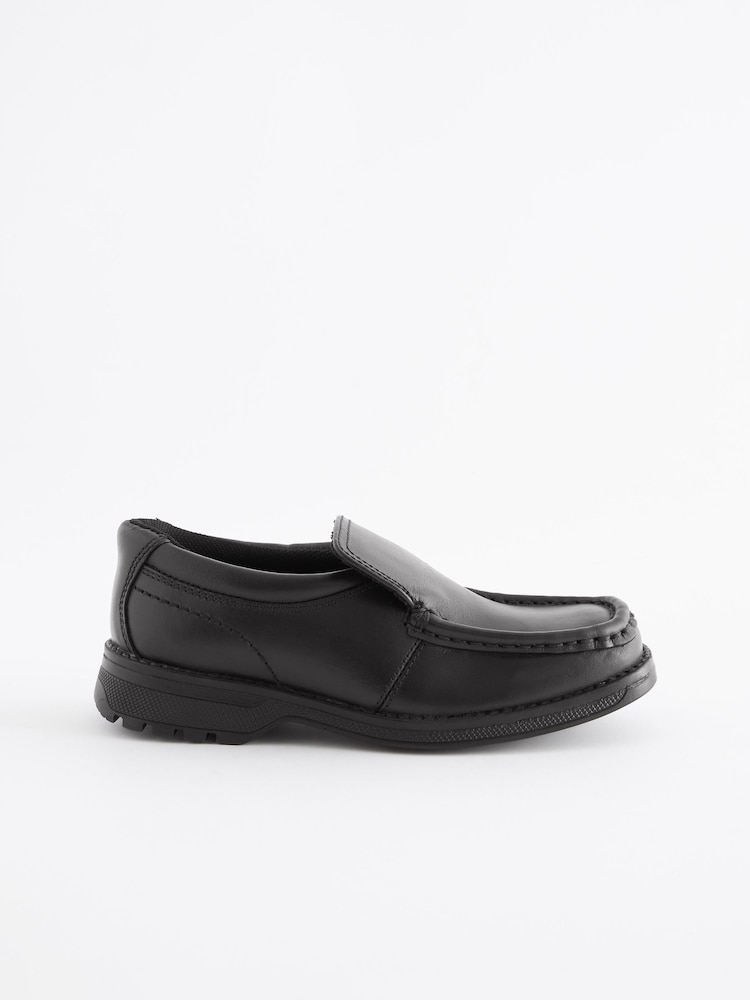 Black Wide Fit (G) School Leather Loafer Shoes - Image 2 of 9