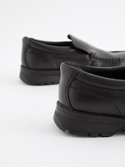 Black Wide Fit (G) School Leather Loafer Shoes - Image 9 of 9