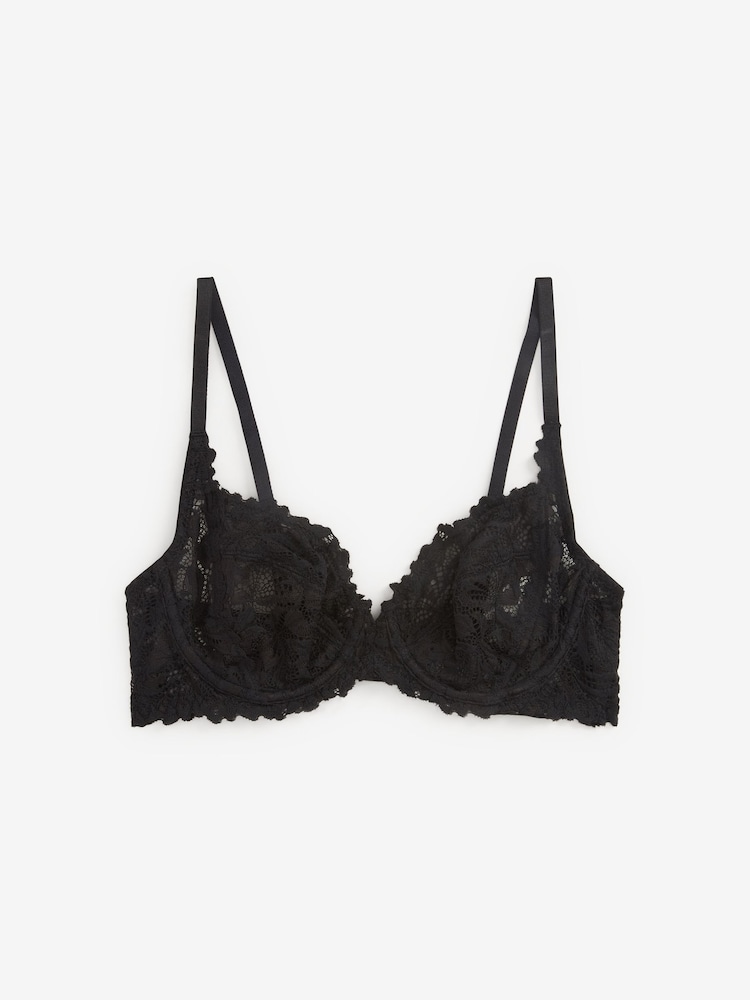 Black Non Pad Full Cup A-E Lace Ultimate Comfort Bra - Image 6 of 6