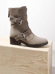 Mint Velvet Grey Abby Suede Biker Boots - Image 3 of 4