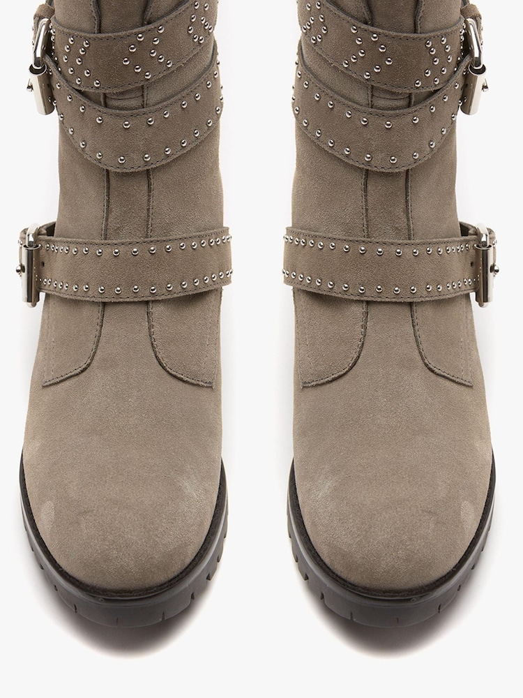 Mint Velvet Grey Abby Suede Biker Boots - Image 4 of 4