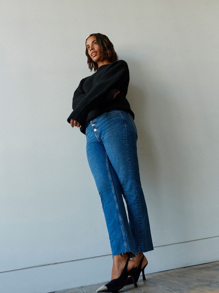 Black Long sleeve Ribbed Cropped Jumper - Image 2 of 6