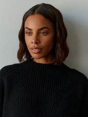 Black Long sleeve Ribbed Cropped Jumper - Image 4 of 6