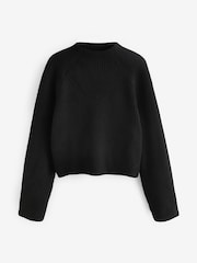 Black Long sleeve Ribbed Cropped Jumper - Image 5 of 6