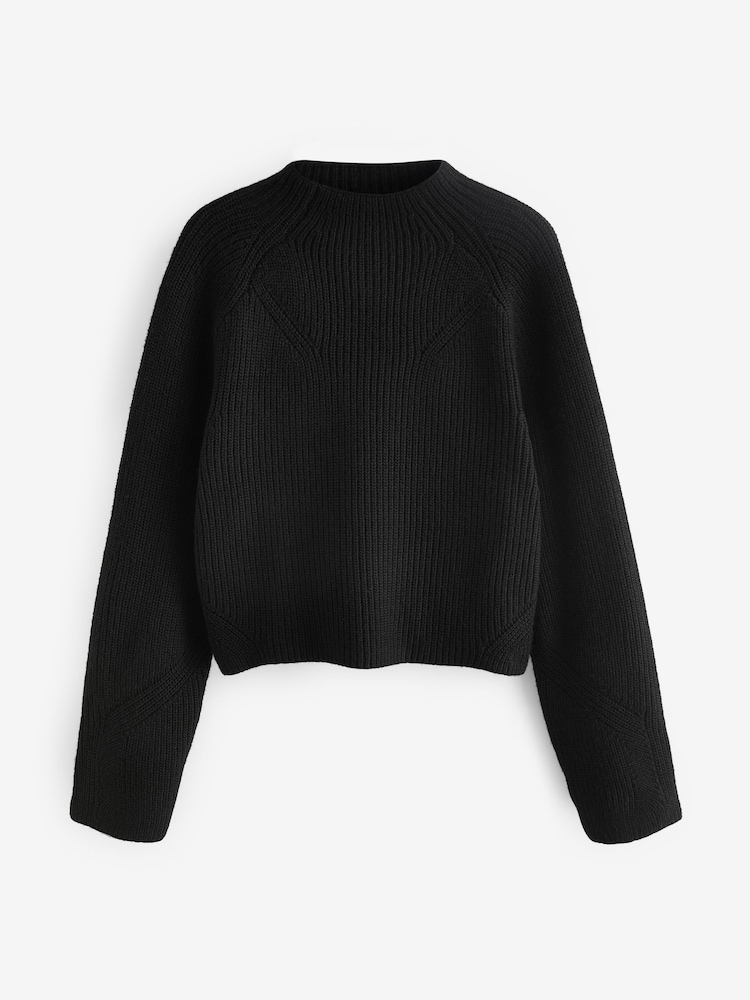 Black Long sleeve Ribbed Cropped Jumper - Image 5 of 6