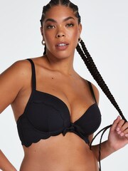 Hunkemöller Black Scallop Padded Bikini Top - Image 1 of 5