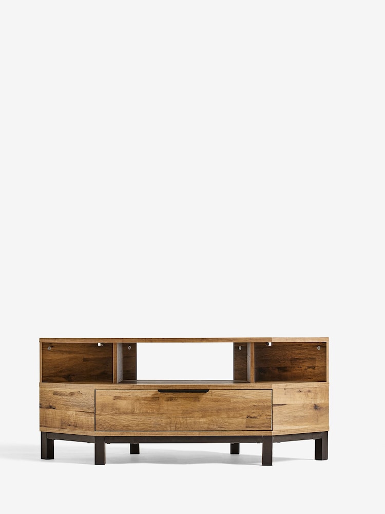 Dark Bronx Up to 50 inch, Corner Oak Effect Slim TV Unit - Image 1 of 8