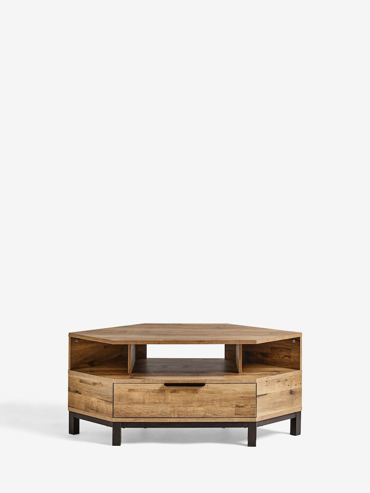 Dark Bronx Up to 50 inch, Corner Oak Effect Slim TV Unit - Image 8 of 8