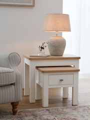 Chalk White Hampton Painted Oak Nest of 2 Tables - Image 1 of 1