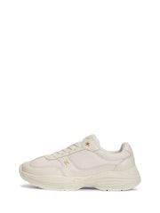 Tommy Hilfiger Cream Monogram Mixed Texture Leather Trainers - Image 2 of 6