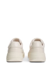 Tommy Hilfiger Cream Monogram Mixed Texture Leather Trainers - Image 4 of 6