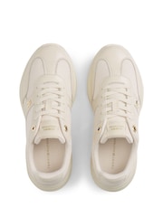 Tommy Hilfiger Cream Monogram Mixed Texture Leather Trainers - Image 5 of 6