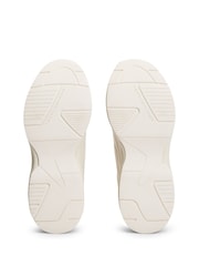 Tommy Hilfiger Cream Monogram Mixed Texture Leather Trainers - Image 6 of 6