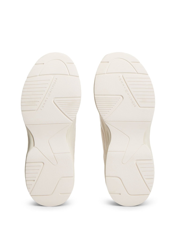Tommy Hilfiger Cream Monogram Mixed Texture Leather Trainers - Image 6 of 6 Tommy Hilfiger Cream Monogram Mixed Texture Leather Trainers - Image 6 of 6
