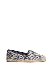 Tommy Hilfiger Blue Monogram Plaque Jacquard Espadrilles Shoes - Image 1 of 6