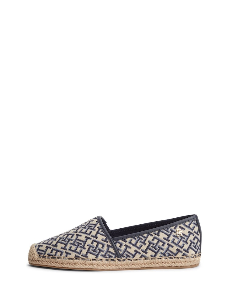 Tommy Hilfiger Blue Monogram Plaque Jacquard Espadrilles Shoes - Image 2 of 6