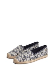 Tommy Hilfiger Blue Monogram Plaque Jacquard Espadrilles Shoes - Image 3 of 6