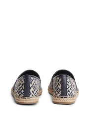 Tommy Hilfiger Blue Monogram Plaque Jacquard Espadrilles Shoes - Image 4 of 6