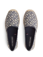 Tommy Hilfiger Blue Monogram Plaque Jacquard Espadrilles Shoes - Image 5 of 6