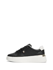 Tommy Hilfiger Black Monogram Leather Platform Trainers - Image 2 of 6