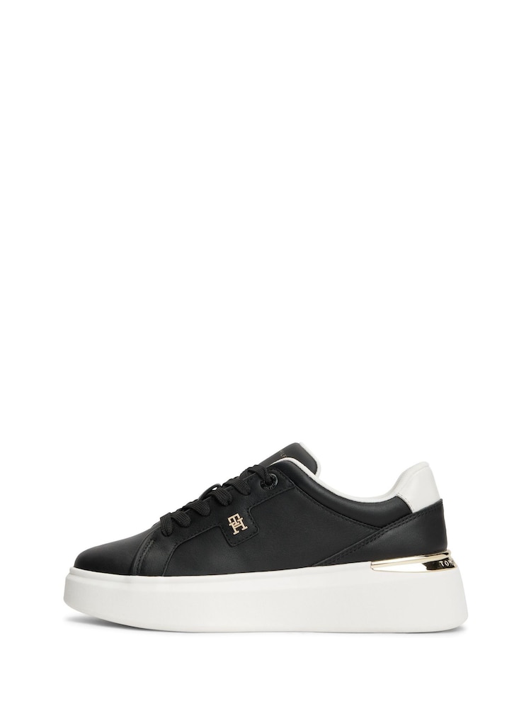 Tommy Hilfiger Black Monogram Leather Platform Trainers - Image 2 of 6 Tommy Hilfiger Black Monogram Leather Platform Trainers - Image 2 of 6