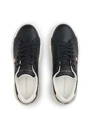 Tommy Hilfiger Black Monogram Leather Platform Trainers - Image 6 of 6