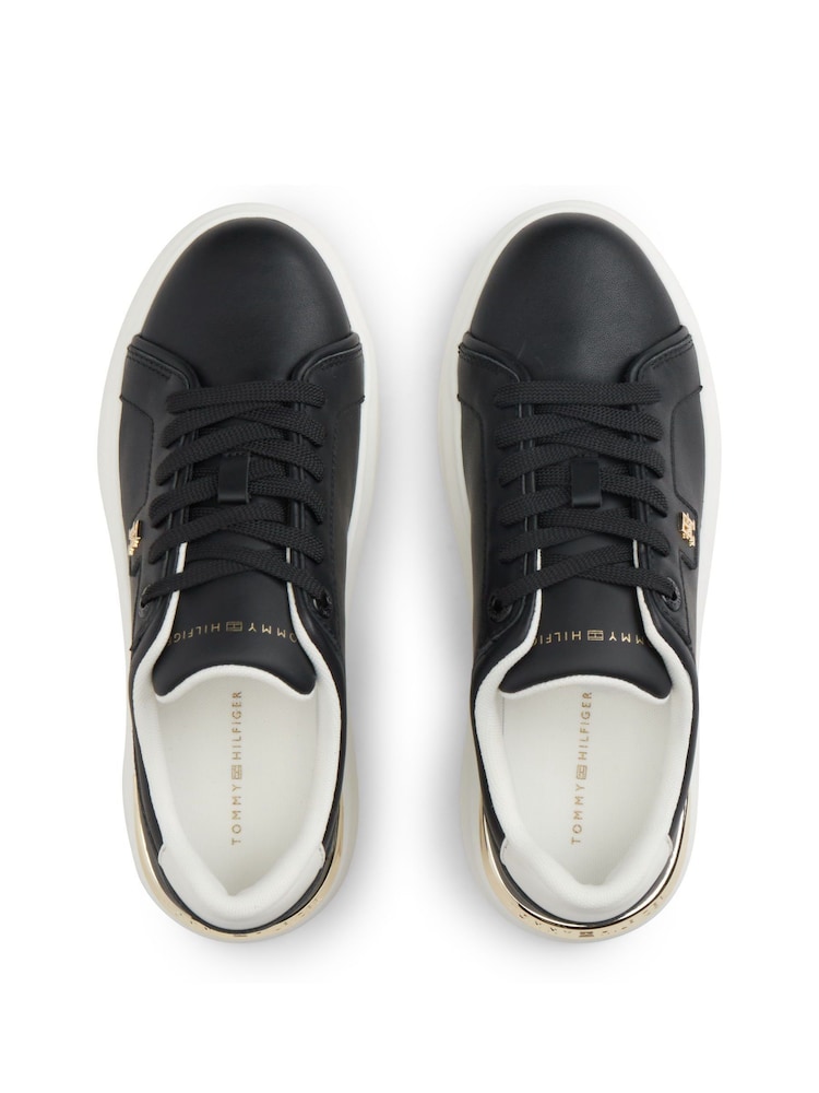 Tommy Hilfiger Black Monogram Leather Platform Trainers - Image 6 of 6 Tommy Hilfiger Black Monogram Leather Platform Trainers - Image 6 of 6